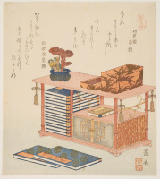 Keisai%20Eisen%2C%20%3Cb%3E%3Ci%3E%20Books%2C%20writing%20box%2C%20and%20potted%20adonis%20flower%20with%20decorative%20fungus%2C%20from%20an%20untitled%20series%20on%20the%20theme%20of%20%22Pine%2C%20Bamboo%2C%20and%20Plum%22%20%28Sh%26%23333%3Bchikubai%29%3C%2Fi%3E%3C%2Fb%3E%2C%201824%3B%20year%20of%20the%20monkey%2C%20color%20woodblock%20print%20with%20metallic%20pigments%20and%20embossing%20on%20paper%3B%20shikishiban%20surimono%2C%20The%20Mary%20Andrews%20Ladd%20Collection%2C%20public%20domain%2C%2032.643